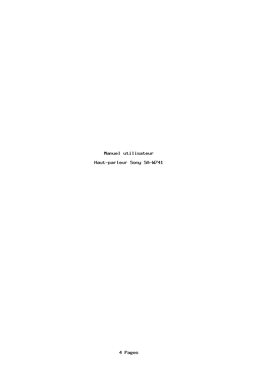 Page 1 de la notice Manuel utilisateur Sony SA-W741