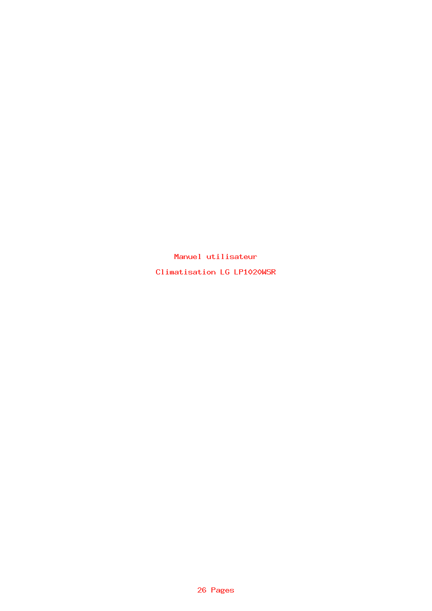 Page 1 de la notice Manuel utilisateur LG LP1020WSR