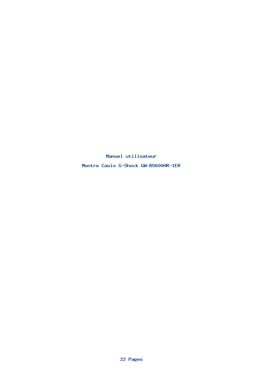 Page 1 de la notice Manuel utilisateur Casio G-Shock GW-B5600HR-1ER