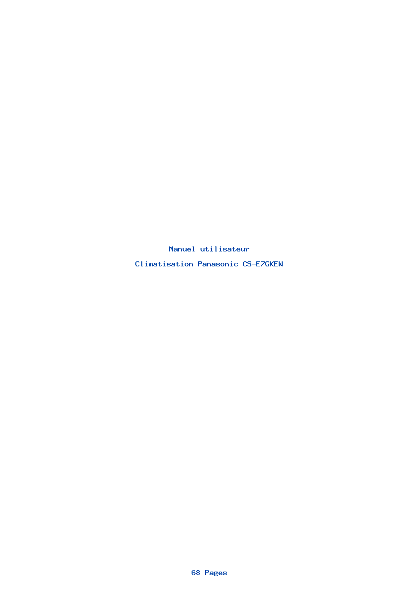 Page 1 de la notice Manuel utilisateur Panasonic CS-E7GKEW