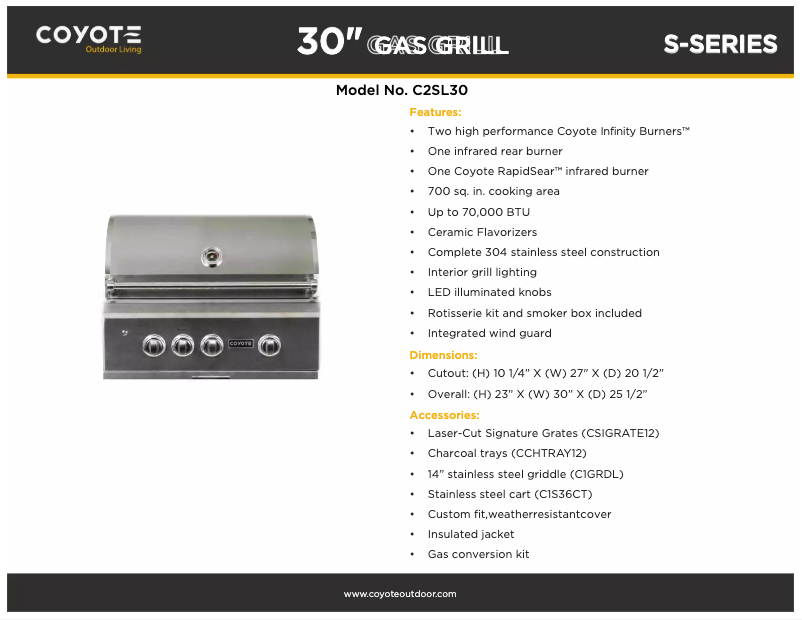 Page 1 de la notice Fiche technique Coyote C2SL30NG