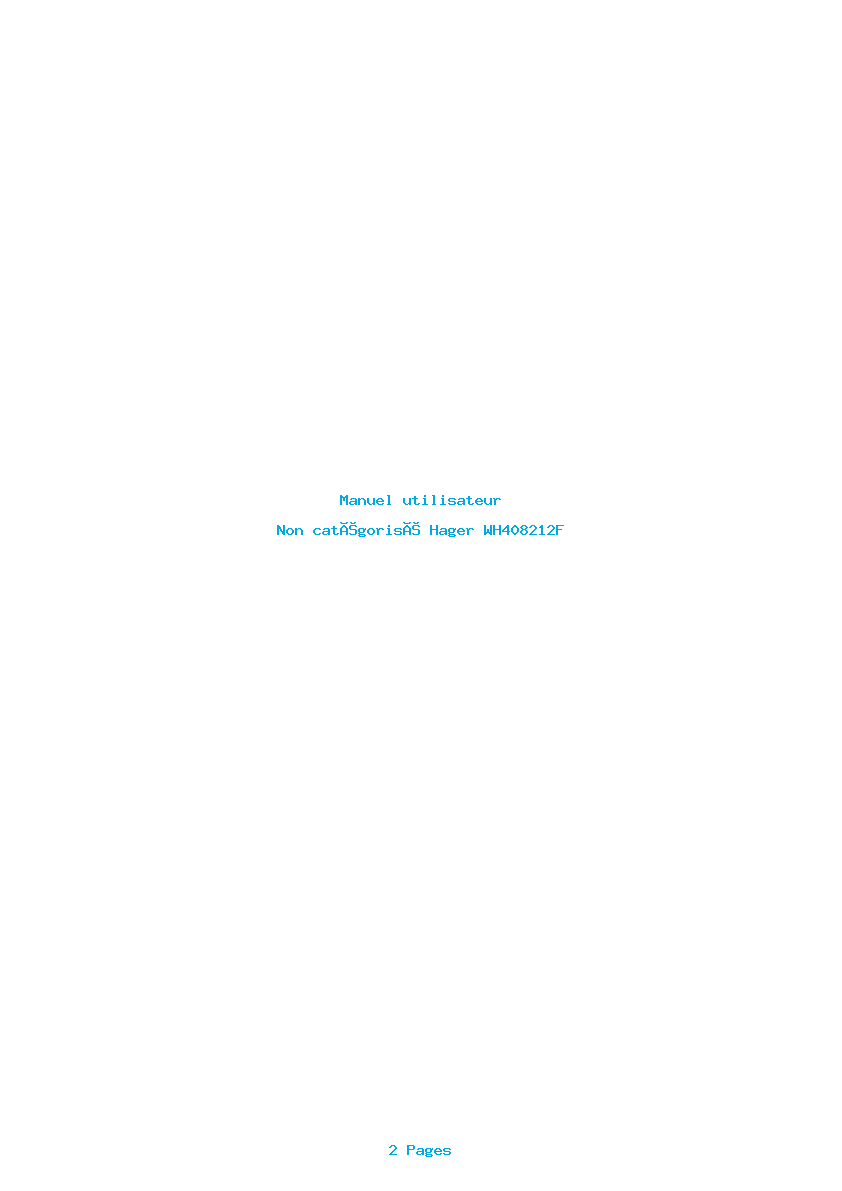 Page 1 de la notice Manuel utilisateur Hager WH408212F