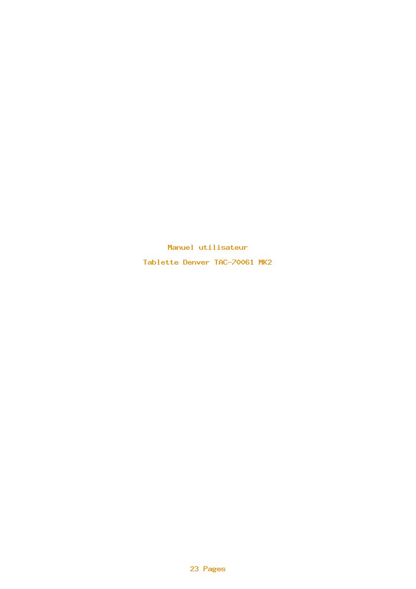 Page 1 de la notice Manuel utilisateur Denver TAC-70061 MK2
