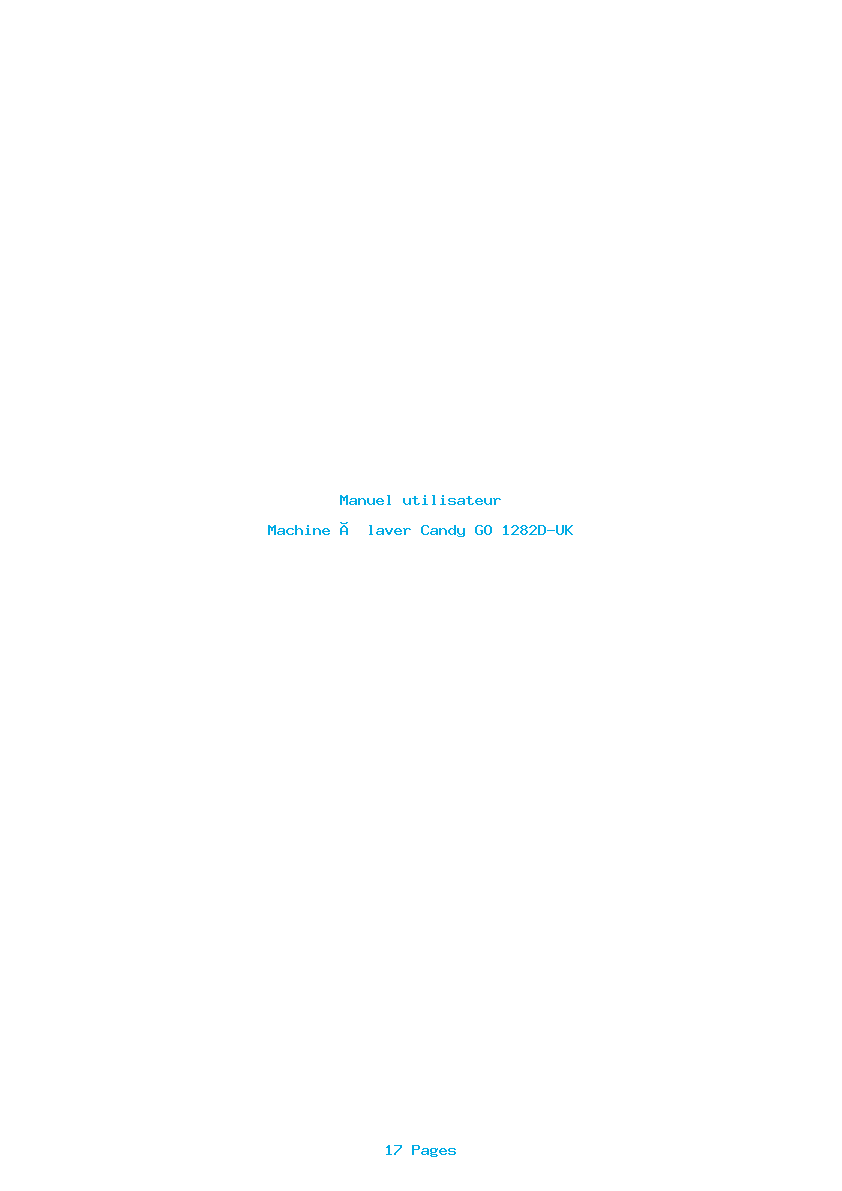 Page 1 de la notice Manuel utilisateur Candy GO 1282D-UK