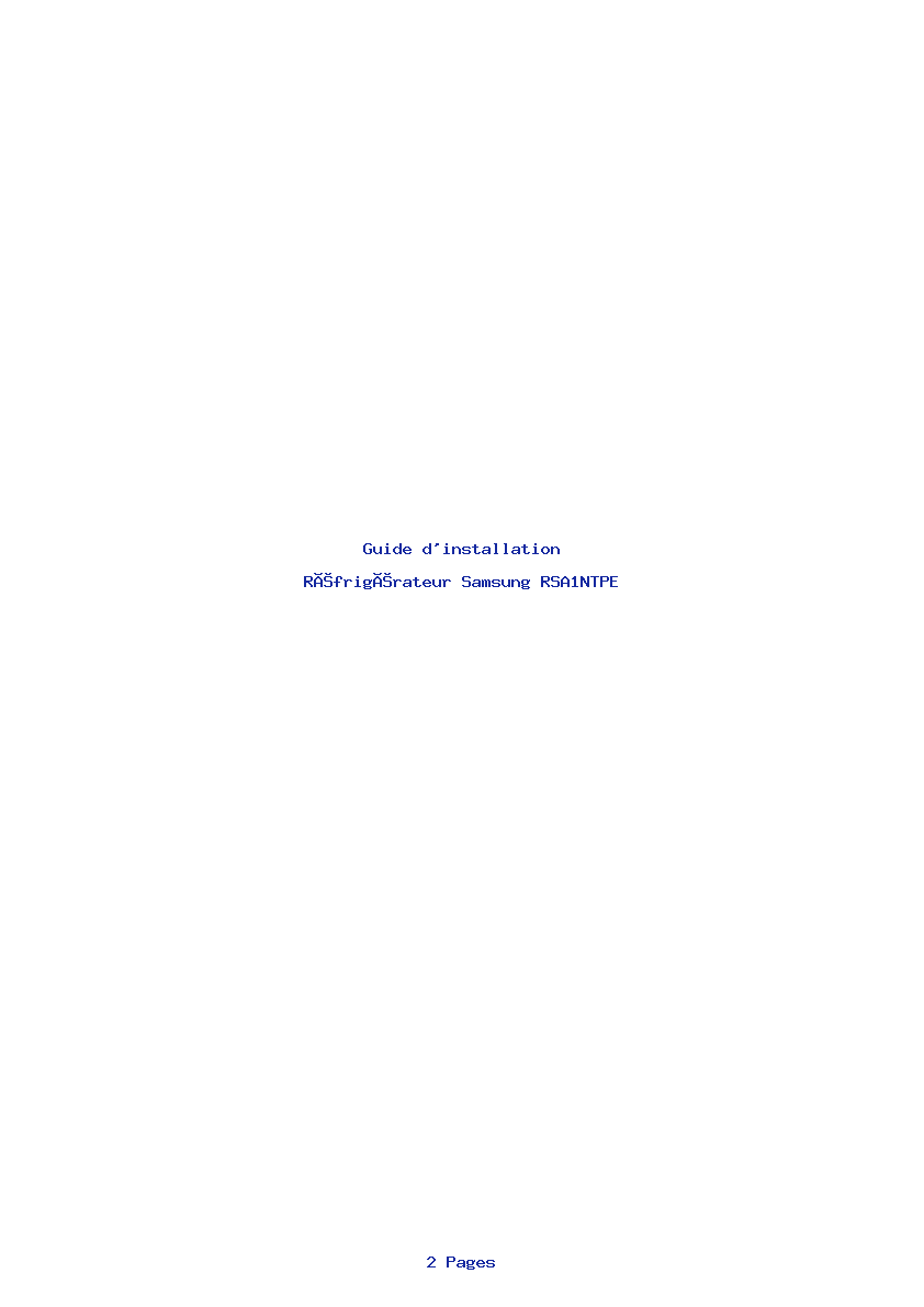 Page 1 de la notice Guide d'installation Samsung RSA1NTPE