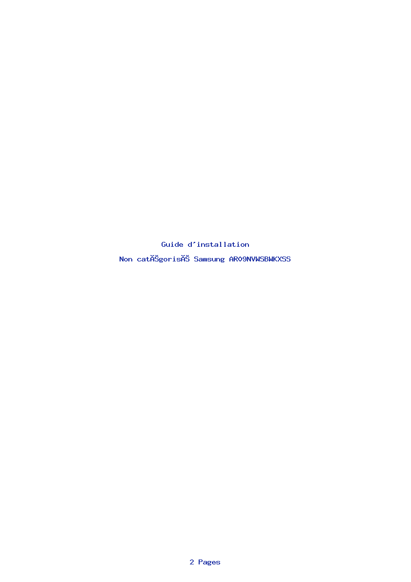 Page 1 de la notice Guide d'installation Samsung AR09NVWSBWKXSS