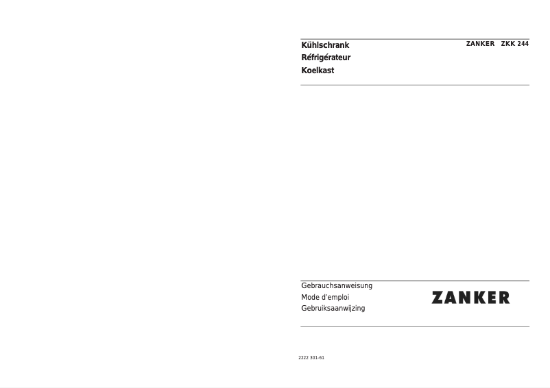 Page 1 de la notice Manuel utilisateur Zanker ZKK 244