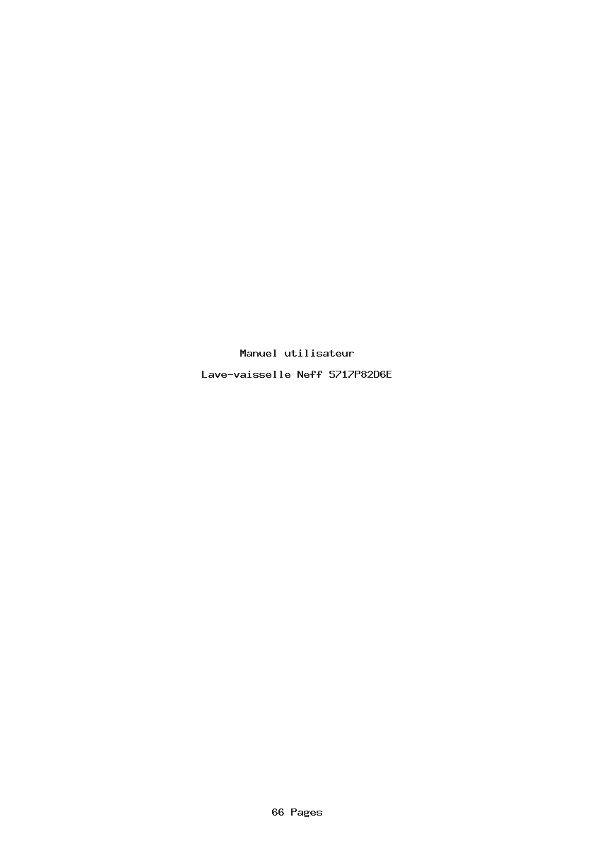 Page 1 de la notice Manuel utilisateur Neff S717P82D6E