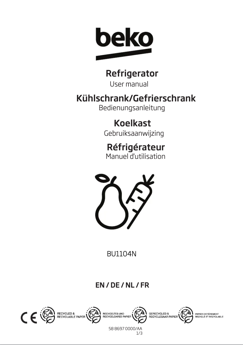 Page 1 de la notice Manuel utilisateur Grundig BU1104N