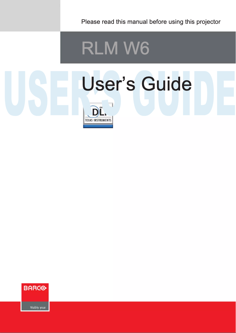 Page 1 de la notice Manuel utilisateur Barco RLM-W6