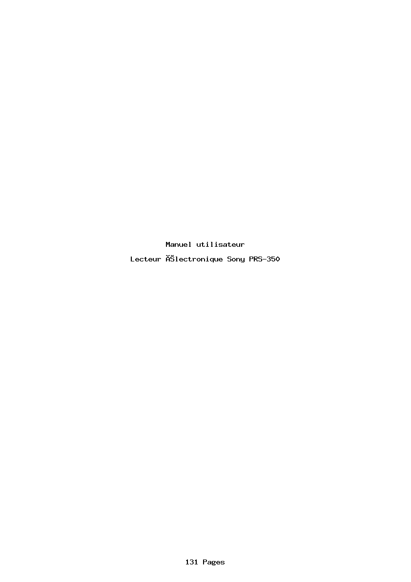 Page 1 de la notice Manuel utilisateur Sony PRS-350