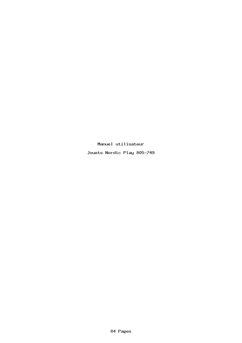 Page 1 de la notice Manuel utilisateur Nordic Play 805-749