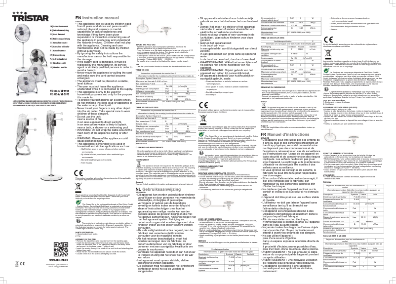Page 1 de la notice Manuel utilisateur TriStar VE-5975