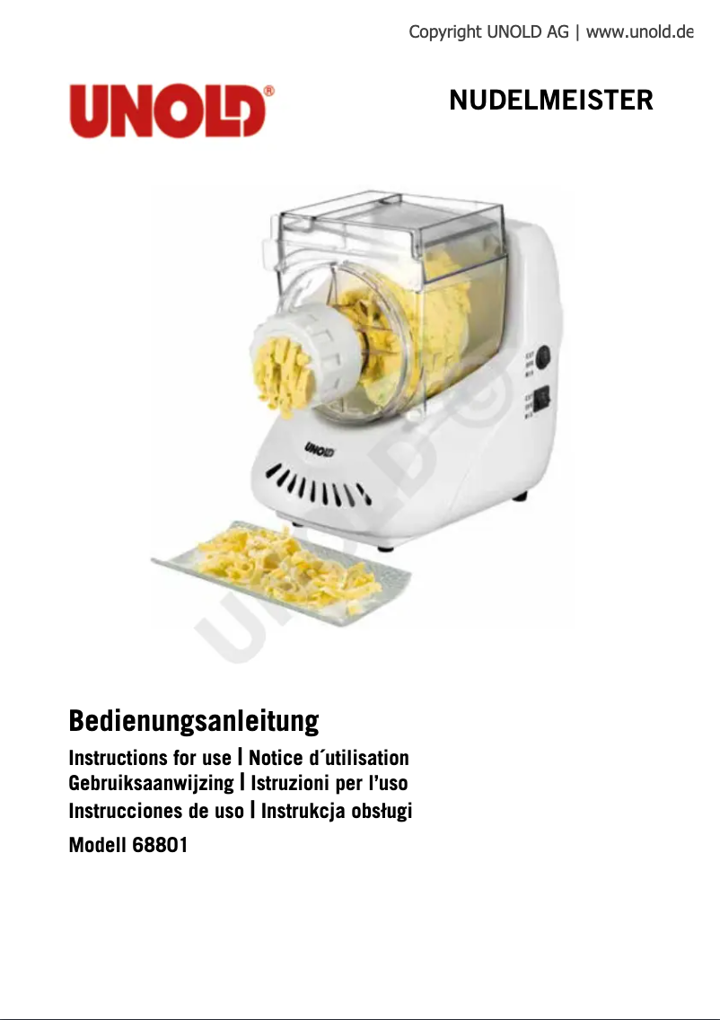 Página 1 del manual Manual de usuario Unold Nudelmeister 68801