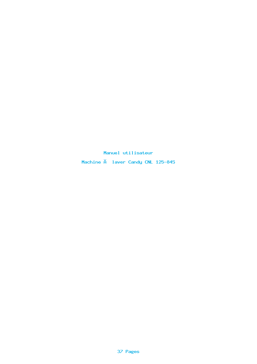 Page 1 de la notice Manuel utilisateur Candy CNL 125-84S