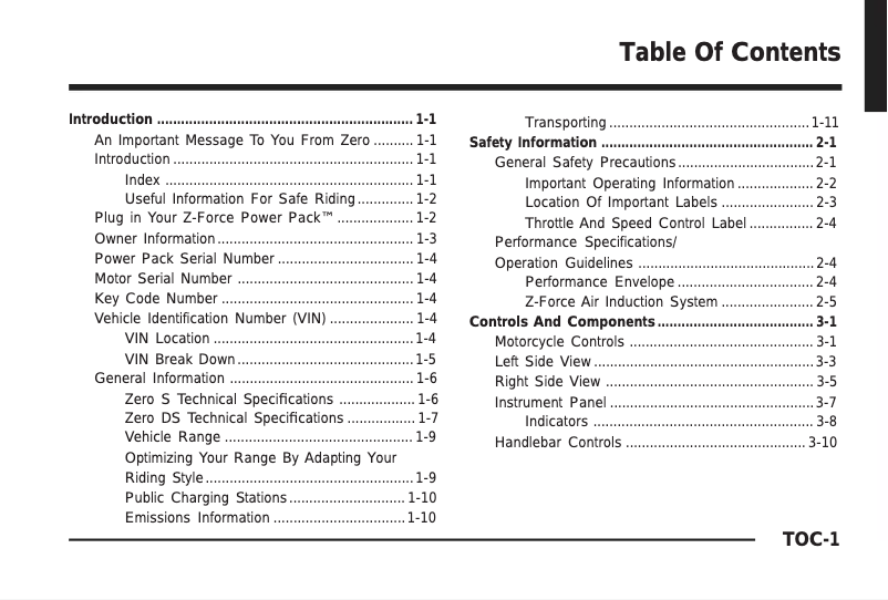 Página 1 del manual Manual de usuario Zero S (2011)