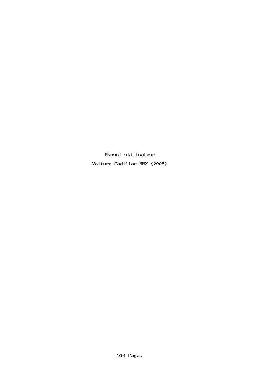 Page 1 de la notice Manuel utilisateur Cadillac SRX (2008)