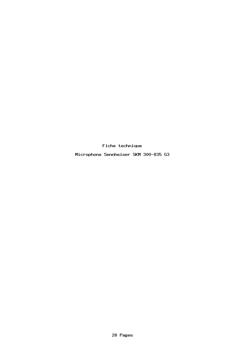 Page 1 de la notice Fiche technique Sennheiser SKM 300-835 G3