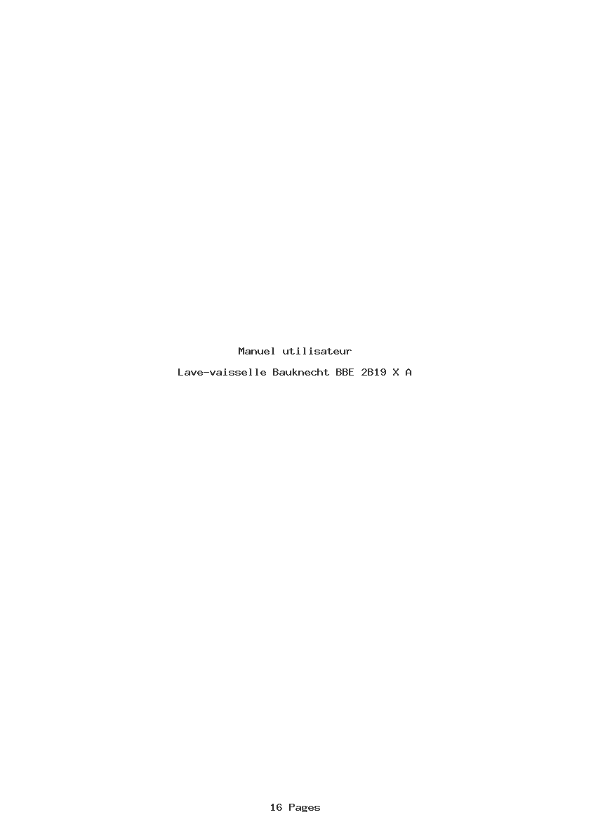 Page 1 de la notice Manuel utilisateur Bauknecht BBE 2B19 X A