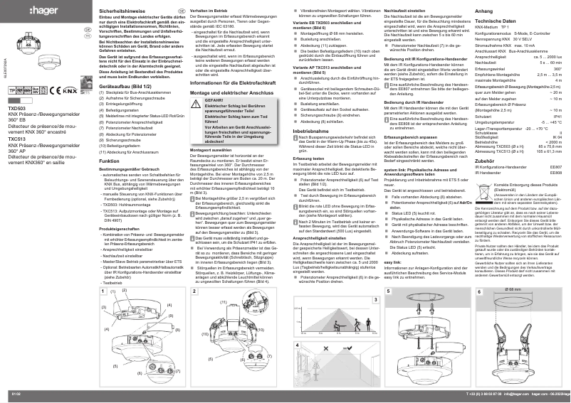 Page 1 de la notice Instructions / montage Hager TXD503