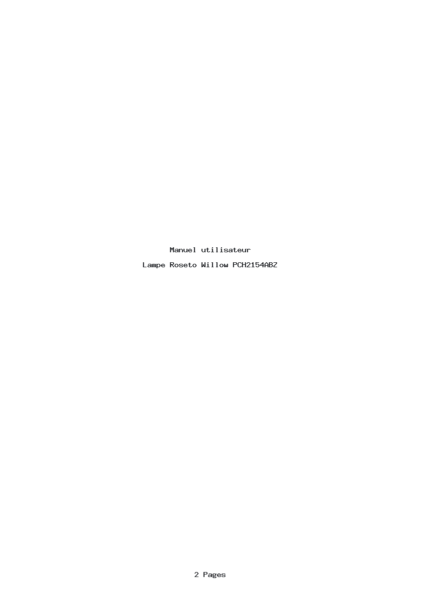 Page 1 de la notice Manuel utilisateur Roseto Willow PCH2154ABZ