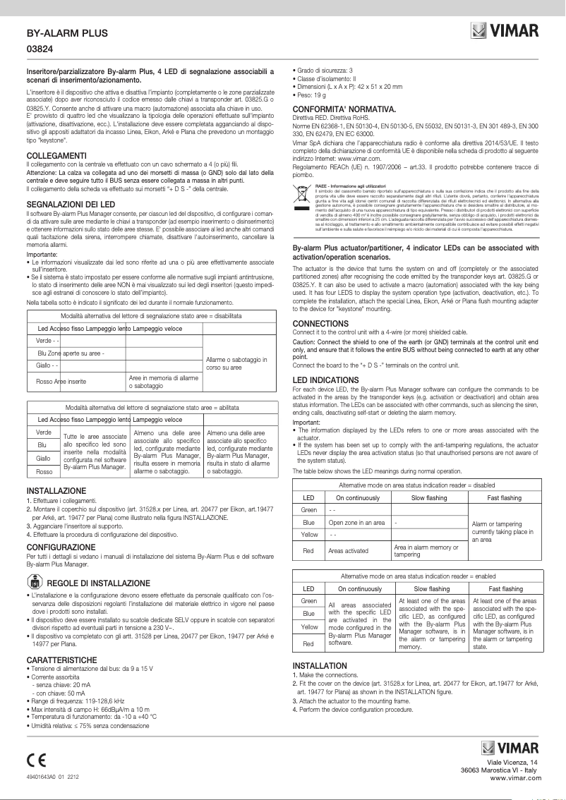 Página 1 del manual Instrucciones / montaje Vimar 31528.G