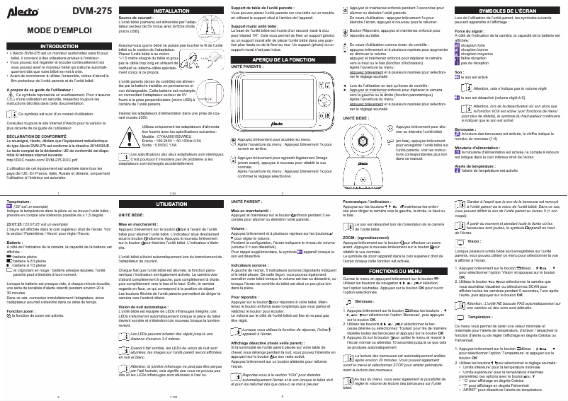 Page 1 de la notice Manuel utilisateur Alecto DVM-275