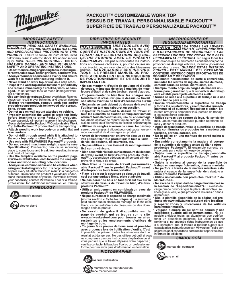 Page 1 de la notice Manuel utilisateur Milwaukee 48-22-8488