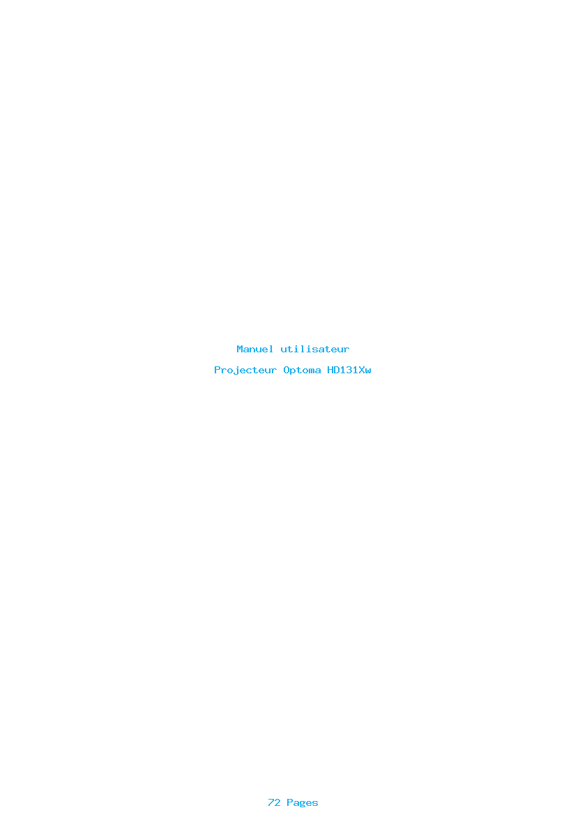 Page 1 de la notice Manuel utilisateur Optoma HD131Xw