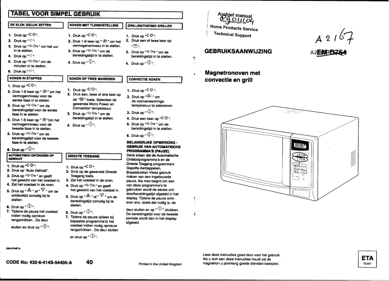 Page 1 de la notice Manuel utilisateur Etna A2167