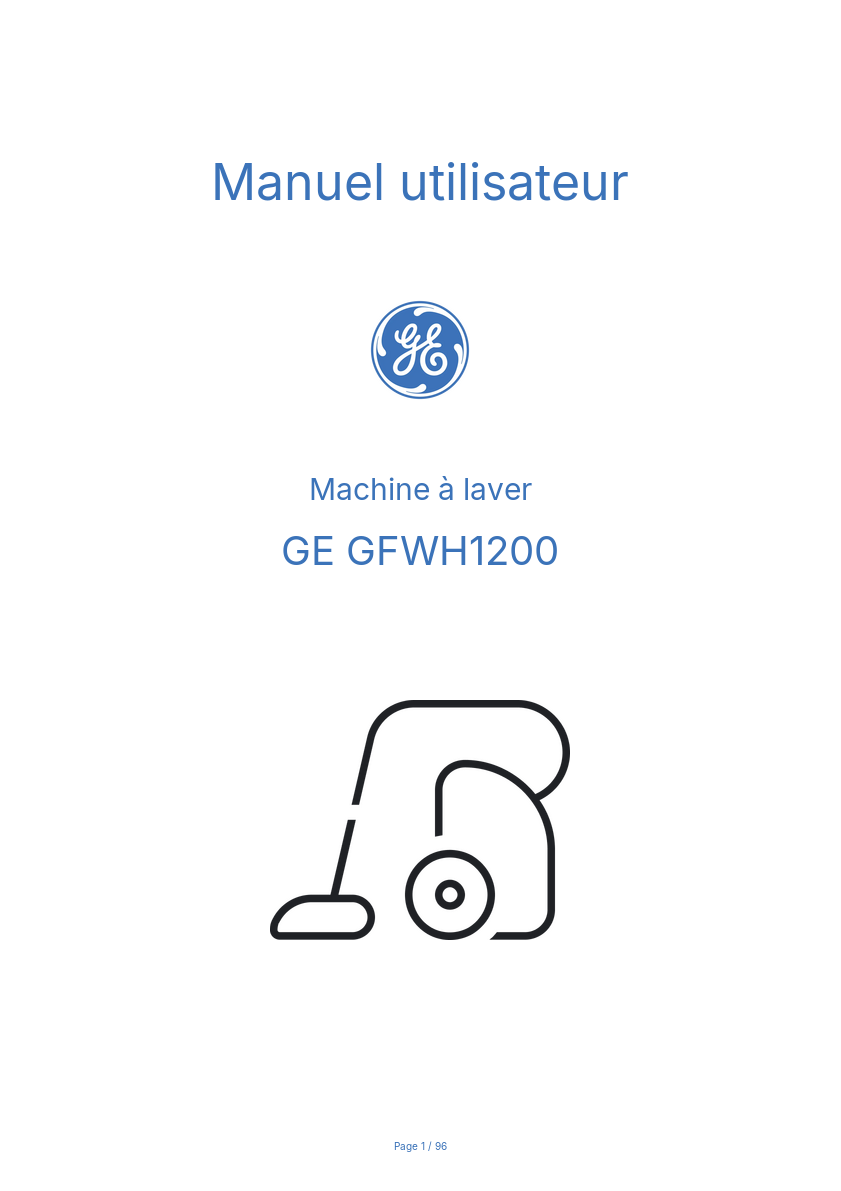 Page 1 de la notice Manuel utilisateur GE GFWH1200