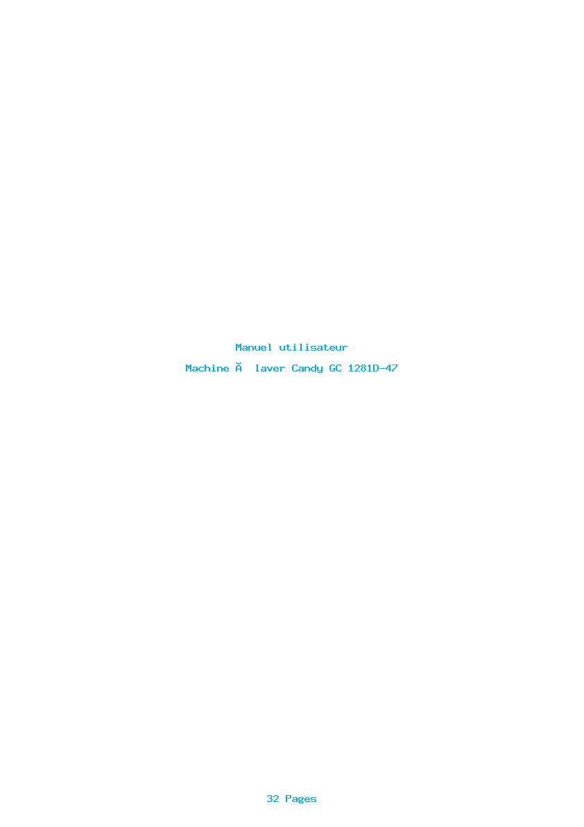 Page 1 de la notice Manuel utilisateur Candy GC 1281D-47