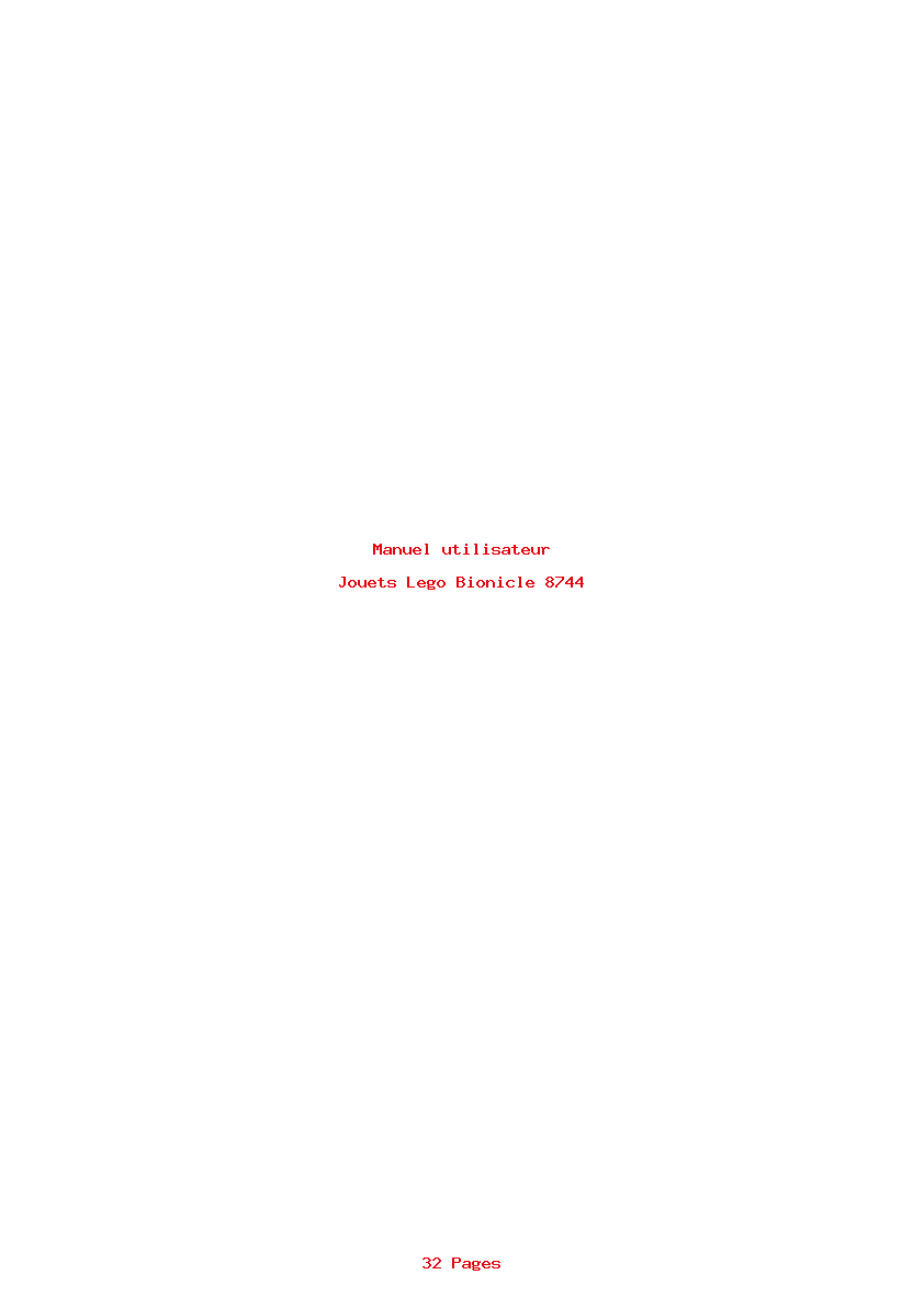 Page 1 de la notice Manuel utilisateur Lego Bionicle 8744