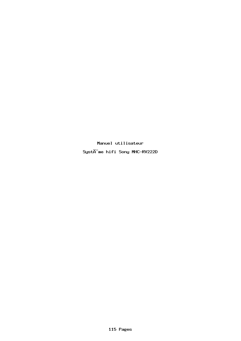 Page 1 de la notice Manuel utilisateur Sony MHC-RV222D