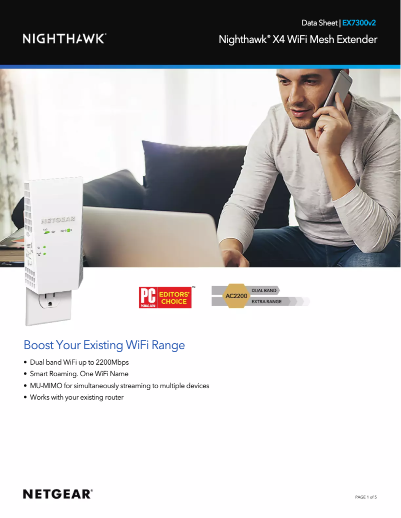 Page 1 de la notice Fiche technique Netgear EX7300v2
