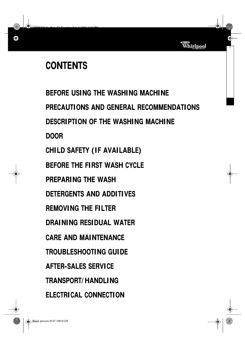 Página 1 del manual Manual de usuario Whirlpool AWM 3052