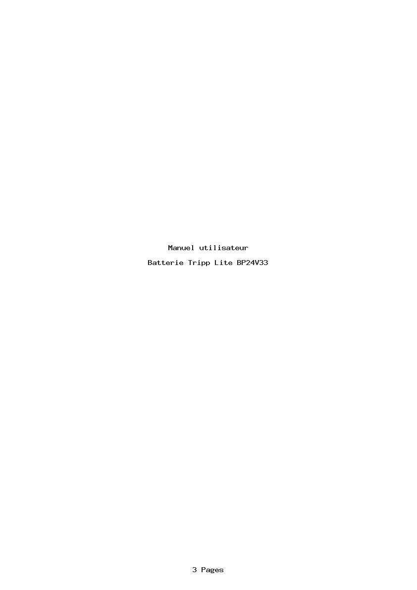 Page 1 de la notice Manuel utilisateur Tripp Lite BP24V33