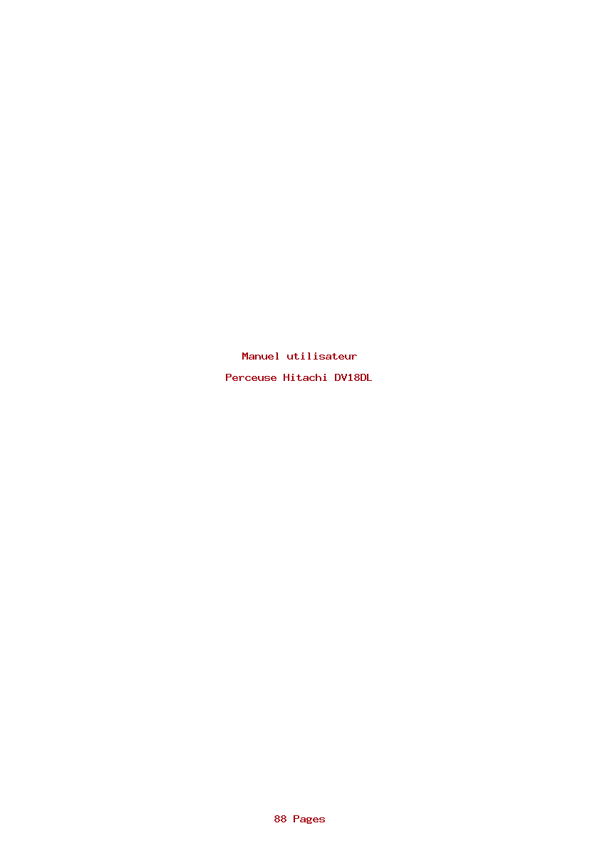 Page 1 de la notice Manuel utilisateur Hitachi DV18DL