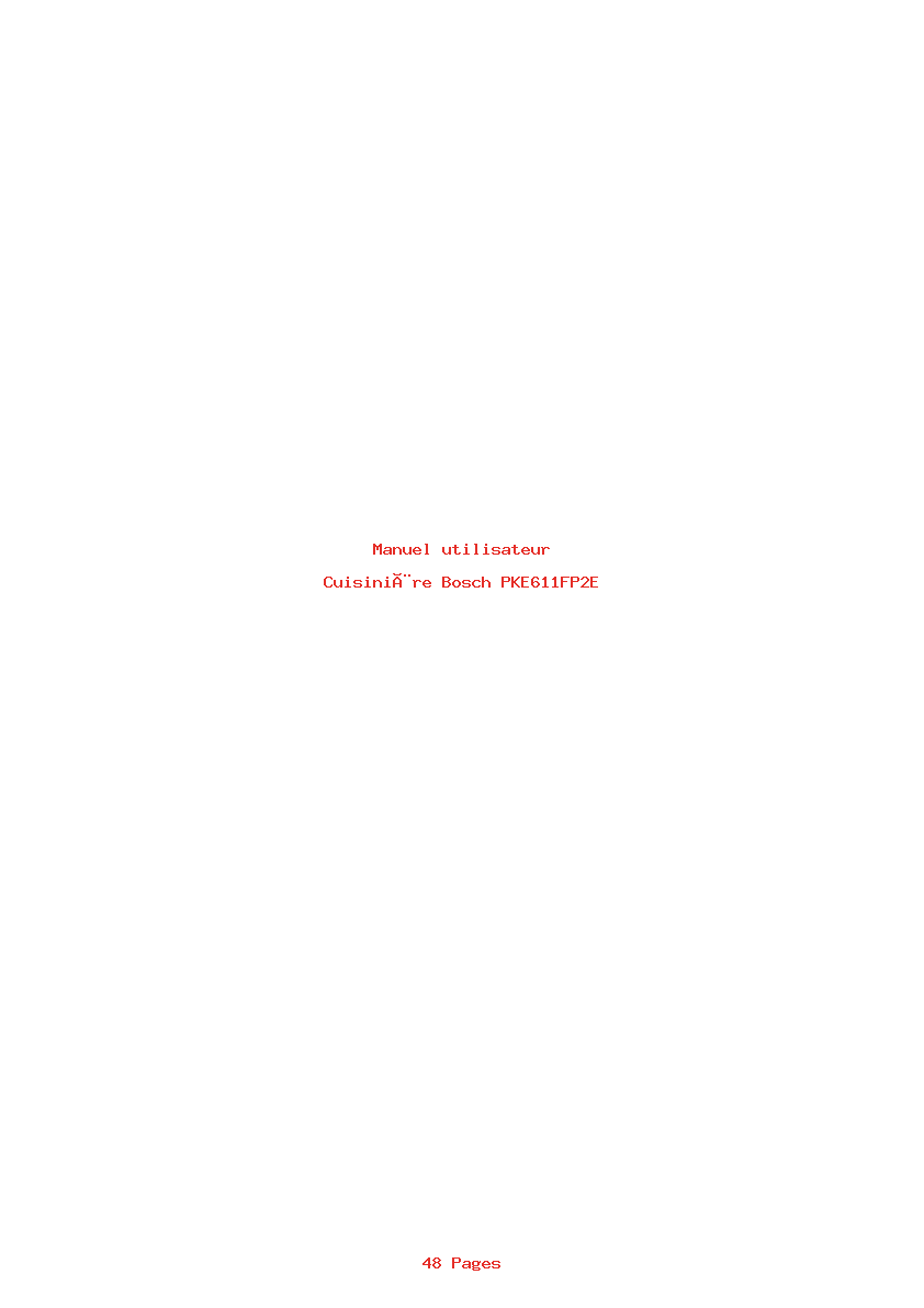 Page 1 de la notice Manuel utilisateur Bosch PKE611FP2E