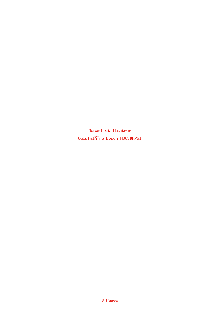 Page 1 de la notice Manuel utilisateur Bosch HBC36P751