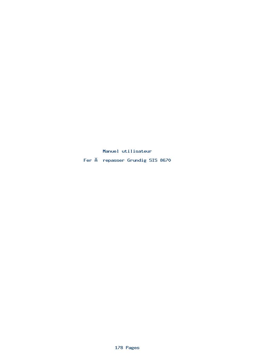 Page 1 de la notice Manuel utilisateur Grundig SIS 8670