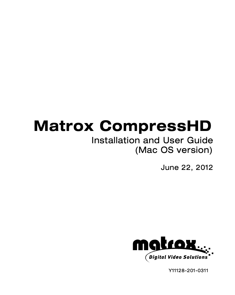 Page 1 de la notice Manuel utilisateur Matrox CompressHD