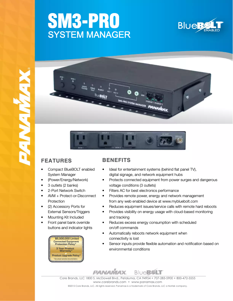 Page 1 de la notice Fiche technique Panamax SM3-PRO