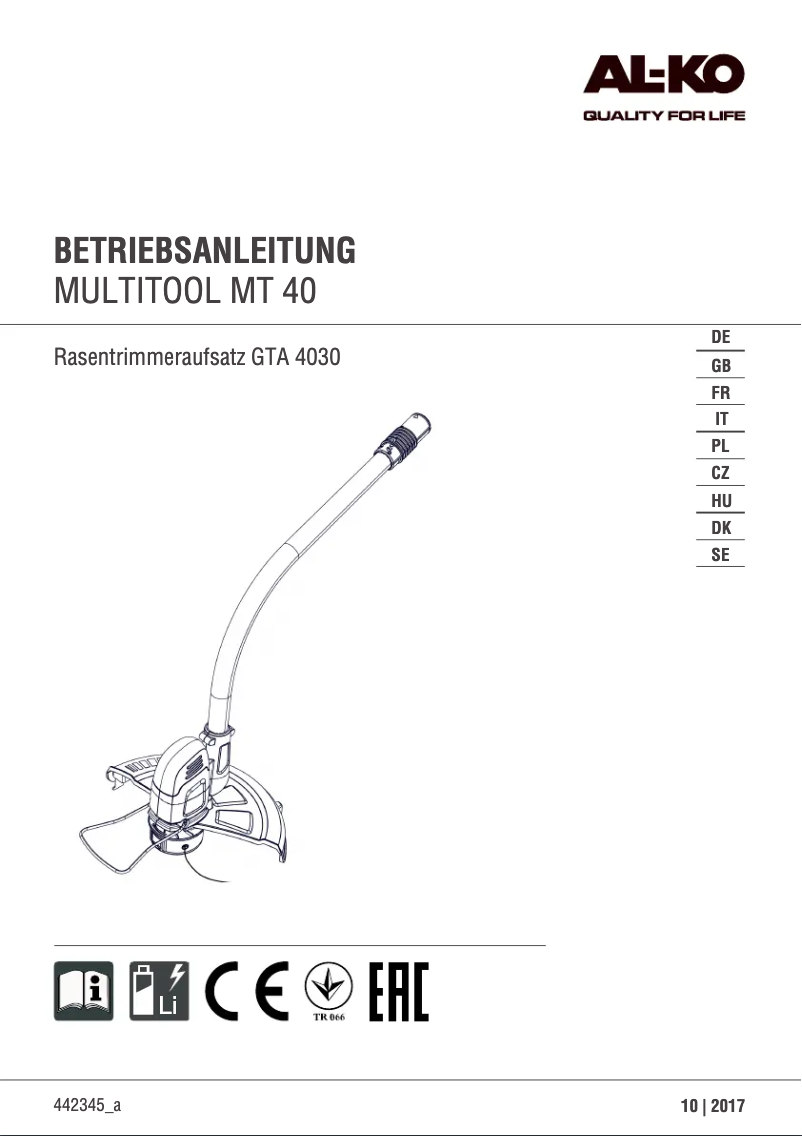 Página 1 del manual Manual de usuario AL-KO GTA 4030