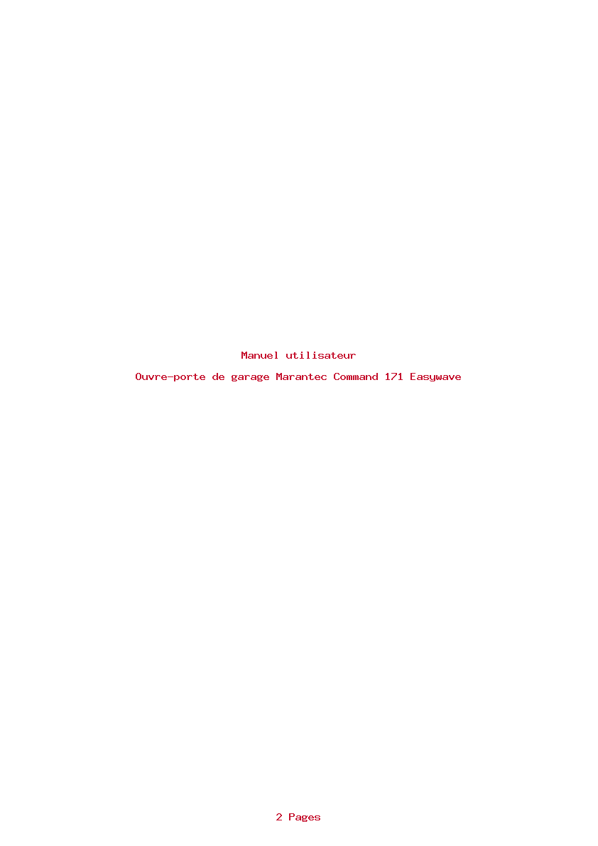 Page 1 de la notice Manuel utilisateur Marantec Command 171 Easywave