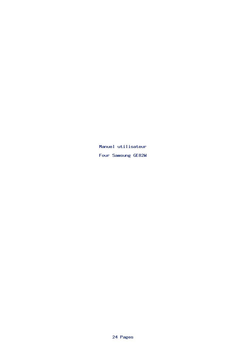 Page 1 de la notice Manuel utilisateur Samsung GE82W