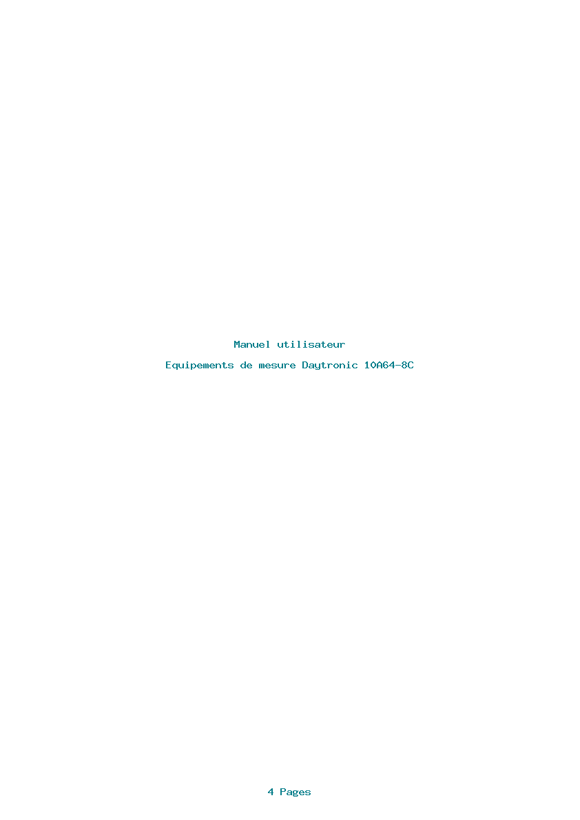 Page 1 de la notice Manuel utilisateur Daytronic 10A64-8C