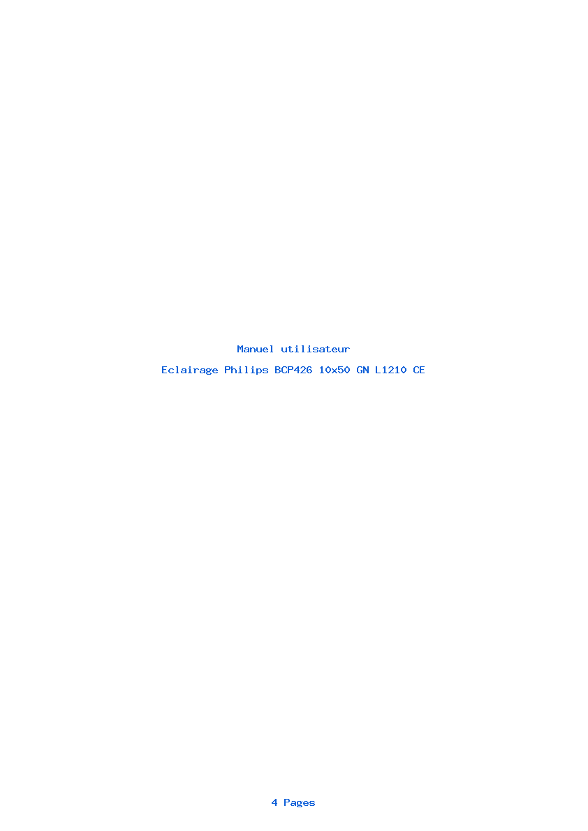 Page 1 de la notice Manuel utilisateur Philips BCP426 10x50 GN L1210 CE