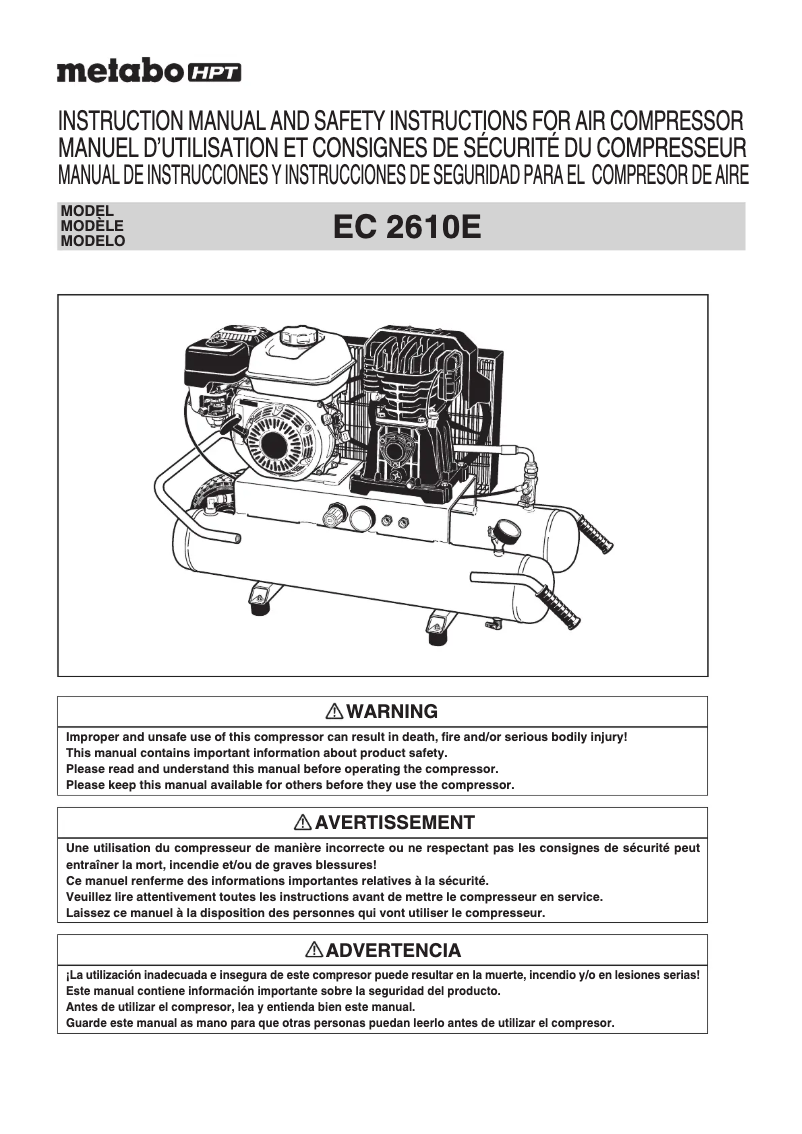 Page 1 of the manual User Manual Metabo EC2610E