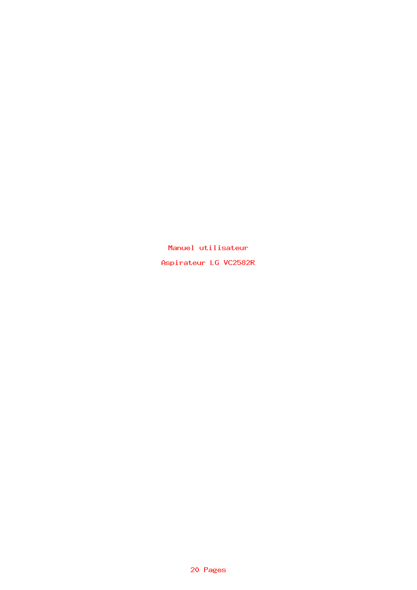 Page 1 de la notice Manuel utilisateur LG VC2582R